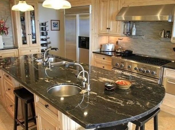 Brazilian Titanium Black and Cosmic Black Kitchen Island Countertop(001)